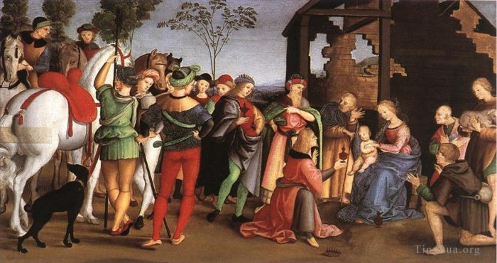拉斐尔 的油画作品 -  《东方贤士奥迪祭坛的崇拜》