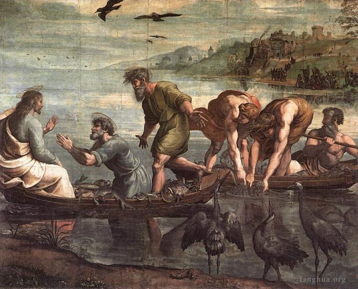 拉斐尔 的油画作品 -  《神奇的鱼吃水》