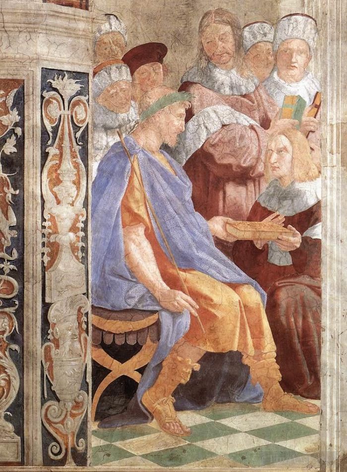 拉斐尔 的各类绘画作品 -  《查士丁尼向特雷博尼安努斯呈递经典集》