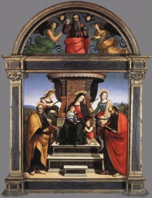 艺术家拉斐尔作品《麦当娜和圣子与圣徒一起登基,1504》
