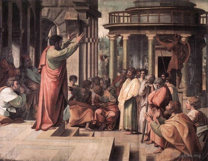拉斐尔 的各类绘画作品 -  《圣保罗在雅典讲道》