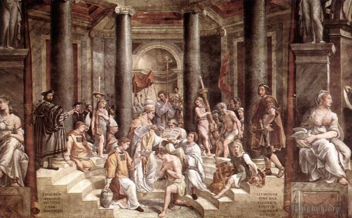 拉斐尔 的各类绘画作品 -  《君士坦丁的洗礼》