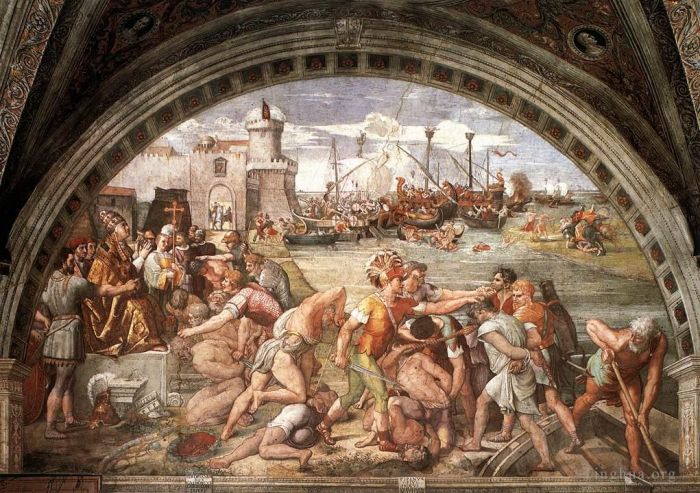 拉斐尔 的各类绘画作品 -  《奥斯蒂亚之战》