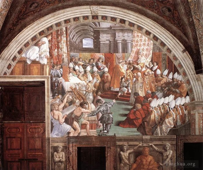 拉斐尔 的各类绘画作品 -  《查理曼大帝的加冕典礼》