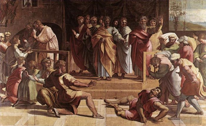 拉斐尔 的各类绘画作品 -  《亚拿尼亚之死》