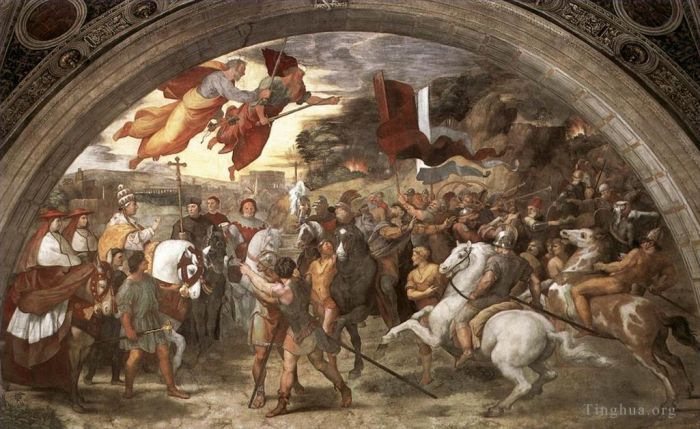 拉斐尔 的各类绘画作品 -  《利奥大帝与阿提拉的会面》