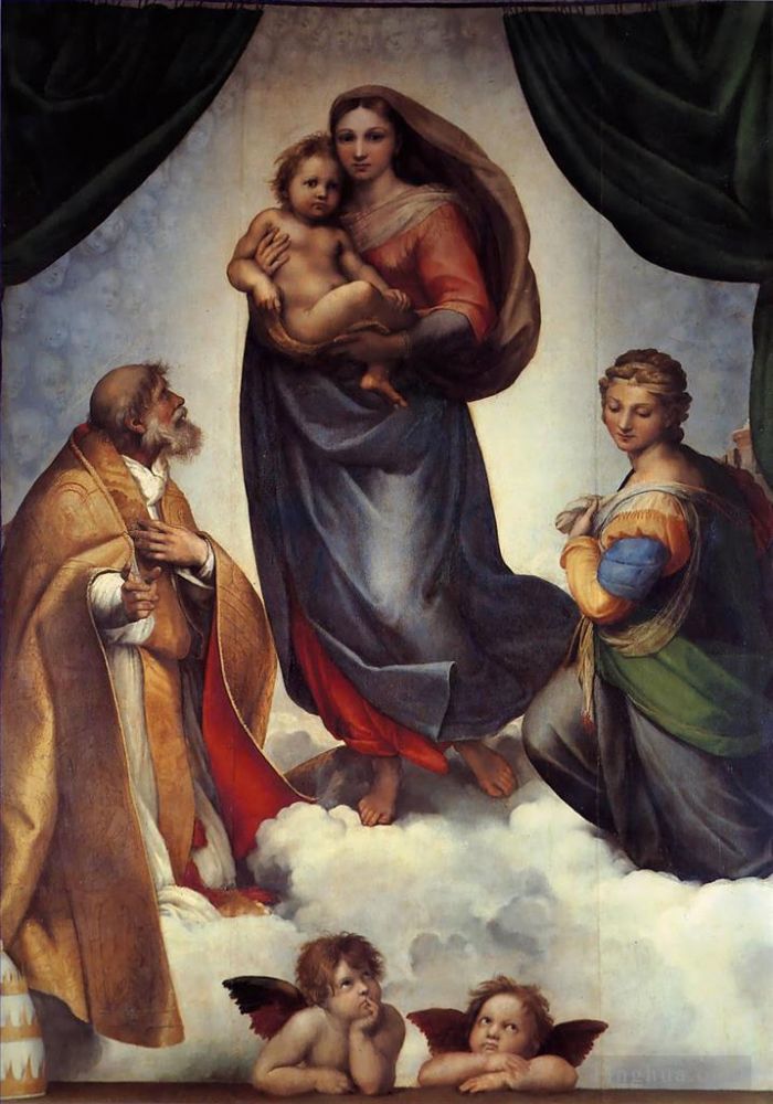 拉斐尔 的各类绘画作品 -  《西斯廷圣母》