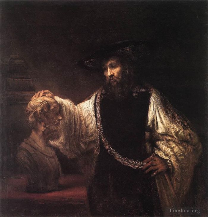伦勃朗·范·莱因 的油画作品 -  《亚里士多德与荷马半身像》