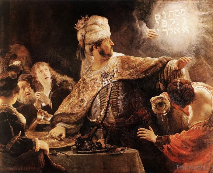 伦勃朗·范·莱因 的油画作品 -  《伯沙撒的宴会》
