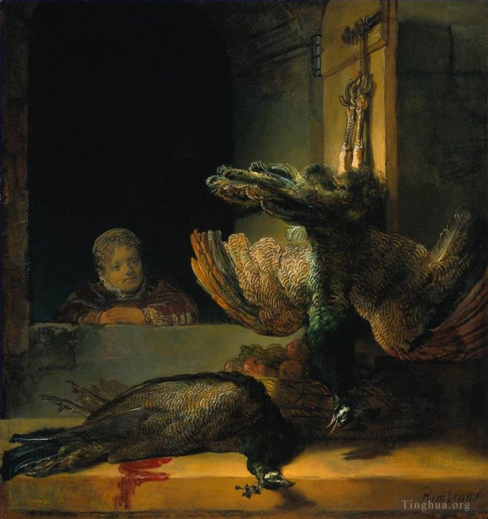 伦勃朗·范·莱因 的油画作品 -  《死孔雀》