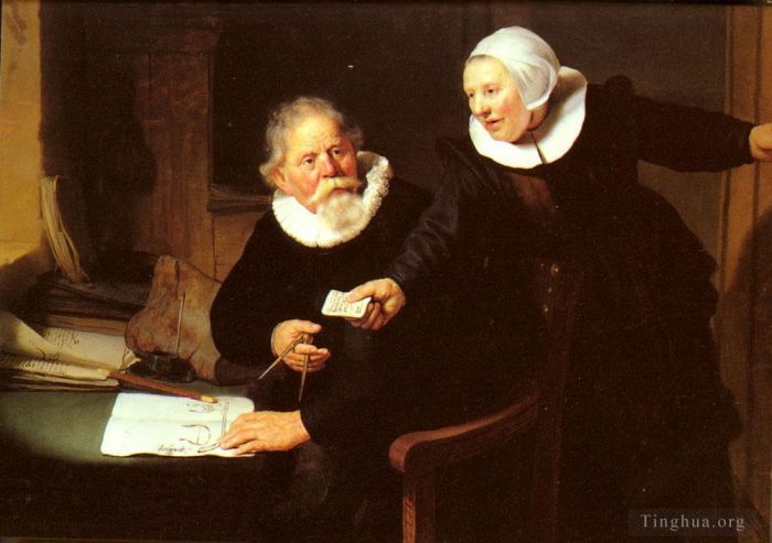 伦勃朗·范·莱因 的油画作品 -  《扬·里克森和他的妻子》