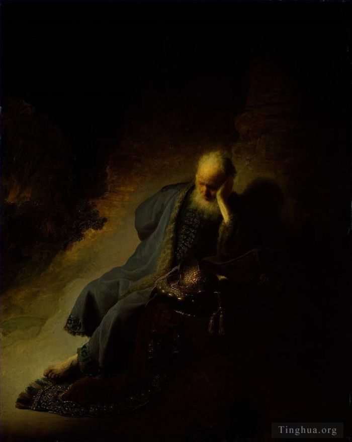 伦勃朗·范·莱因 的油画作品 -  《耶利米哀叹耶路撒冷的毁灭,1630》