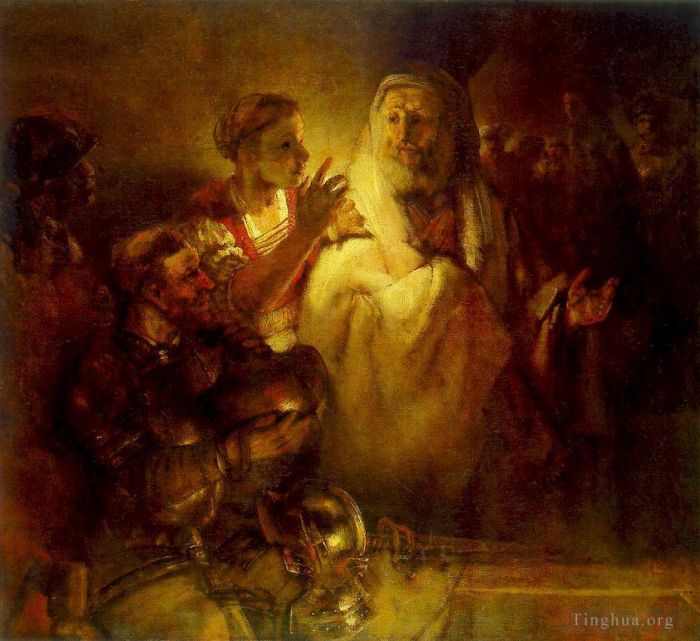 伦勃朗·范·莱因 的油画作品 -  《彼得谴责基督》