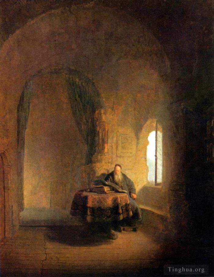 伦勃朗·范·莱因 的油画作品 -  《哲学家阅读》