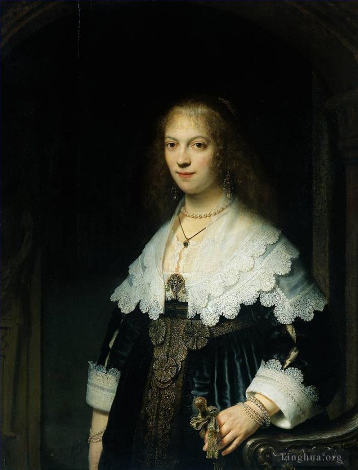 伦勃朗·范·莱因 的油画作品 -  《玛丽亚·特里普的肖像,1639》