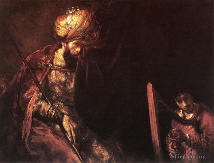伦勃朗·范·莱因 的油画作品 -  《扫罗和大卫》