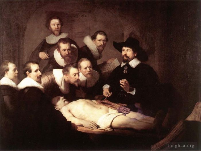 伦勃朗·范·莱因 的油画作品 -  《Nicolaes,Tulp,博士的解剖学讲座》