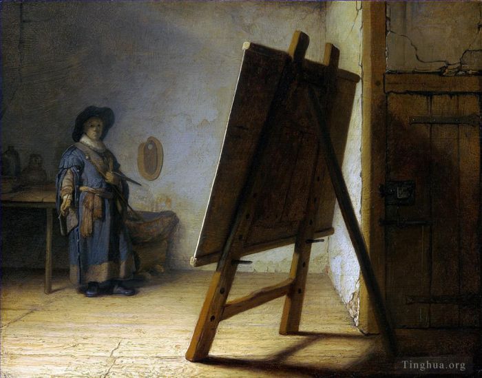 伦勃朗·范·莱因 的油画作品 -  《艺术家在他的画室里》