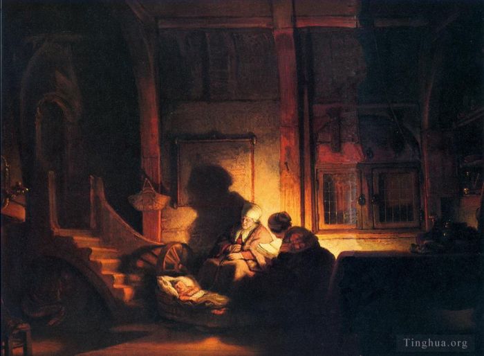 伦勃朗·范·莱因 的油画作品 -  《神圣家庭之夜》