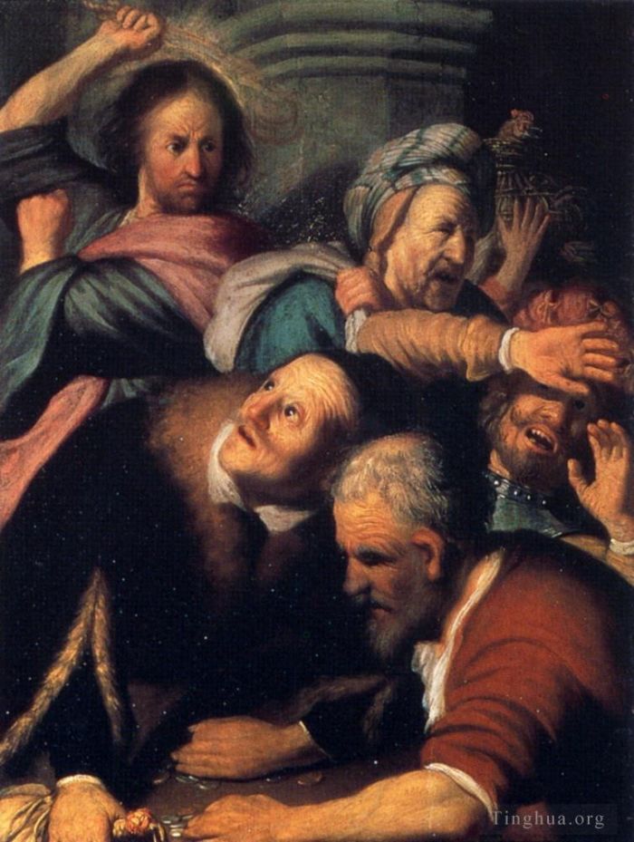 伦勃朗·范·莱因 的油画作品 -  《基督将货币兑换商赶出圣殿,1626》