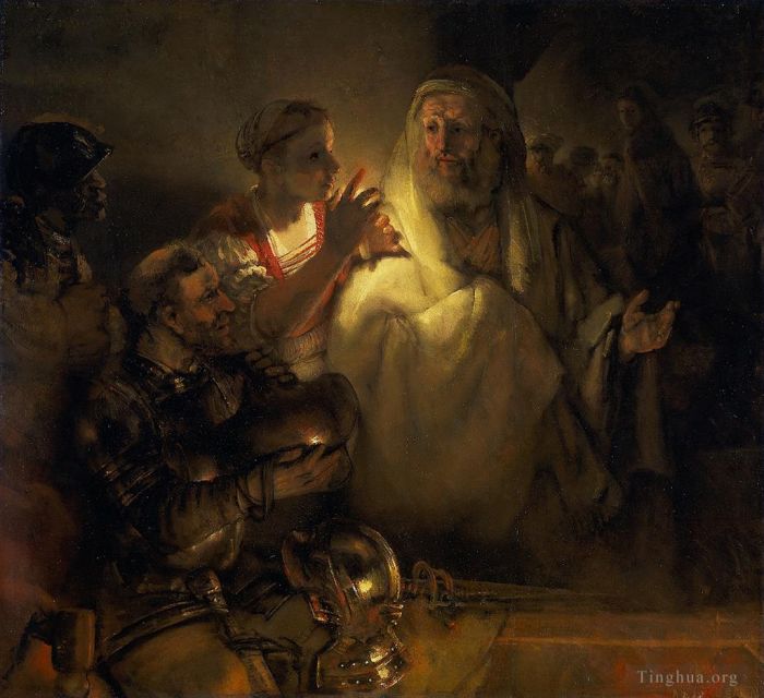 伦勃朗·范·莱因 的油画作品 -  《彼得的否认,1660》
