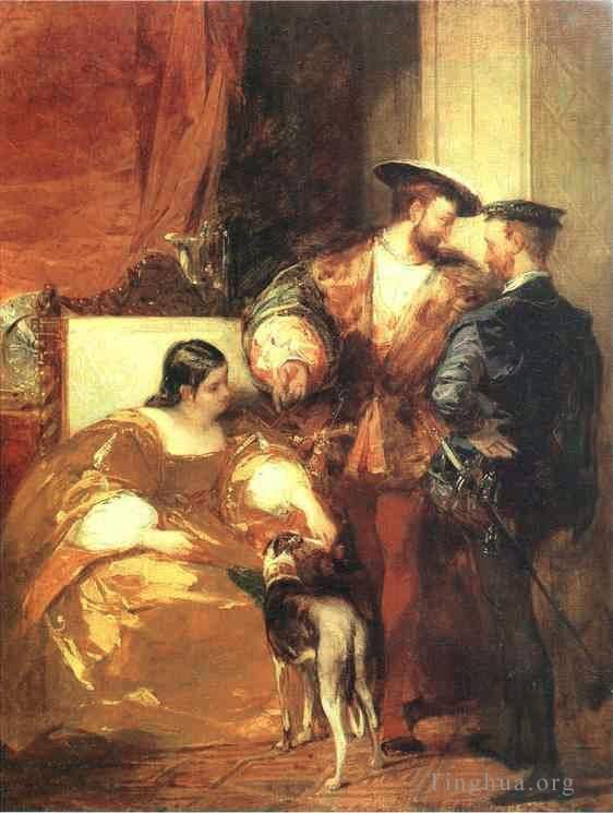 理查德·帕克斯·波宁顿 的油画作品 -  《弗朗索瓦一世和埃唐普公爵夫人》