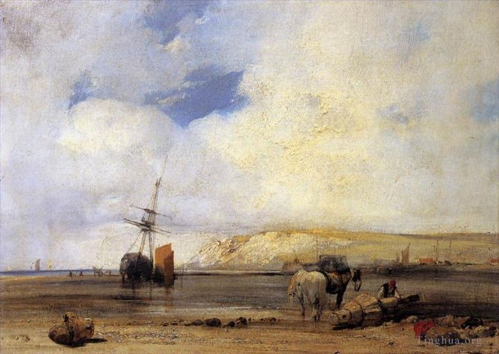 理查德·帕克斯·波宁顿 的油画作品 -  《皮卡第海岸,理查德·帕克斯·博宁顿》