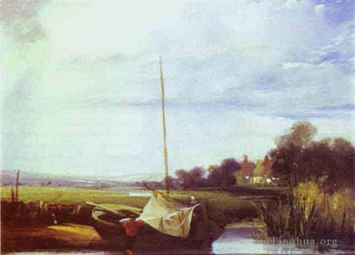 理查德·帕克斯·波宁顿 的油画作品 -  《法国河景理查德·帕克斯·博宁顿》