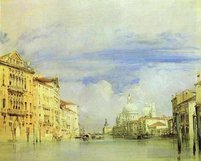 理查德·帕克斯·波宁顿 的油画作品 -  《威尼斯,大运河,浪漫海景,理查德·帕克斯·博宁顿》