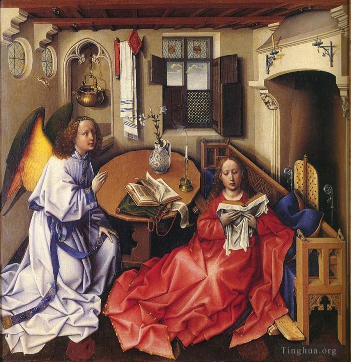 罗伯特·康宾 的油画作品 -  《梅罗德祭坛画耶稣诞生》