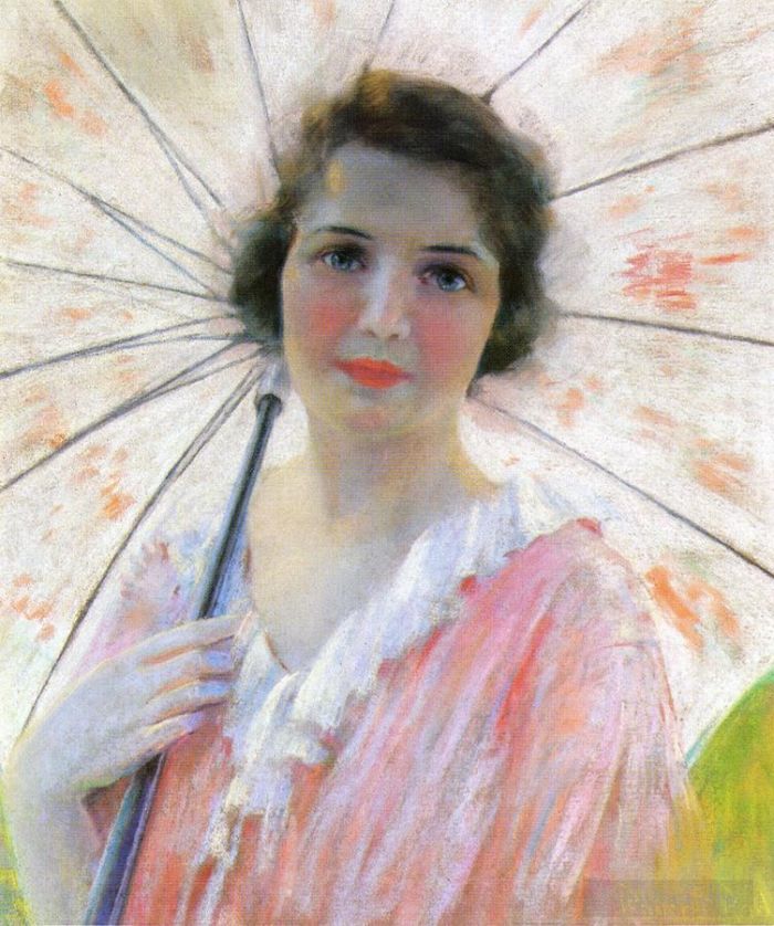 罗伯特·里德 的油画作品 -  《打阳伞的女士》