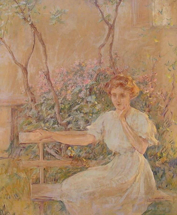 罗伯特·里德 的油画作品 -  《花园座椅》