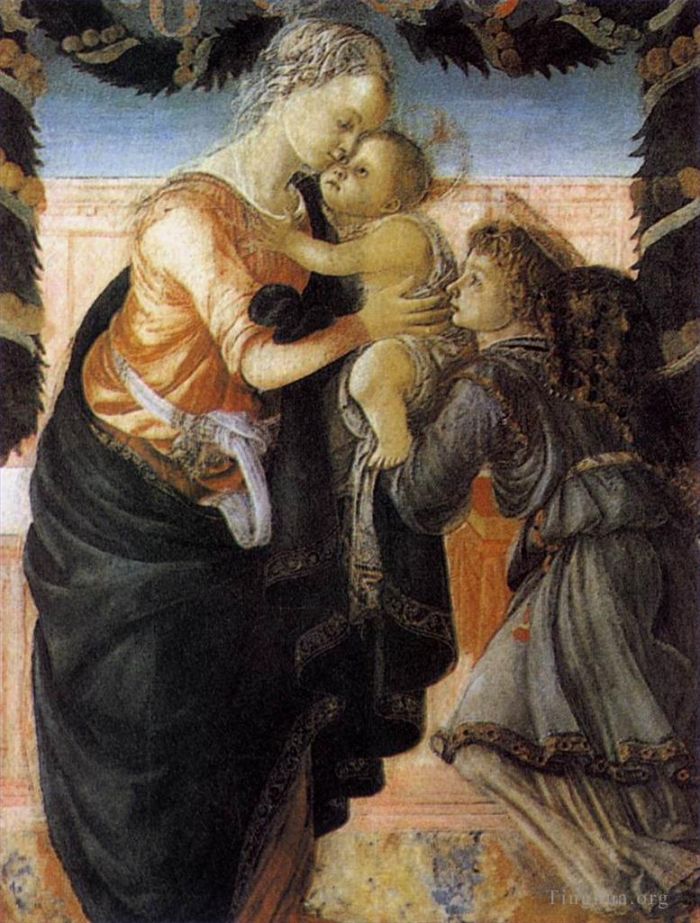 桑德罗·波提切利 的各类绘画作品 -  《麦当娜和孩子与天使2》
