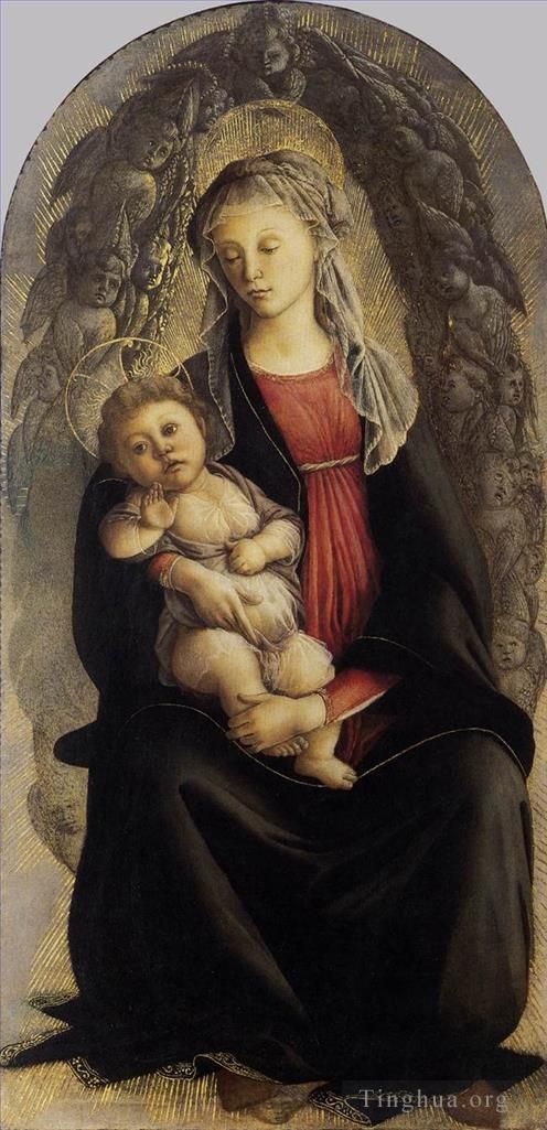 桑德罗·波提切利 的各类绘画作品 -  《麦当娜与六翼天使的荣耀》
