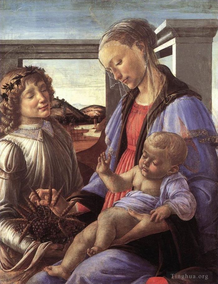 桑德罗·波提切利 的各类绘画作品 -  《麦当娜和孩子与天使》