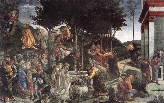 桑德罗·波提切利 的各类绘画作品 -  《摩西的试炼（摩西的青年时代）》