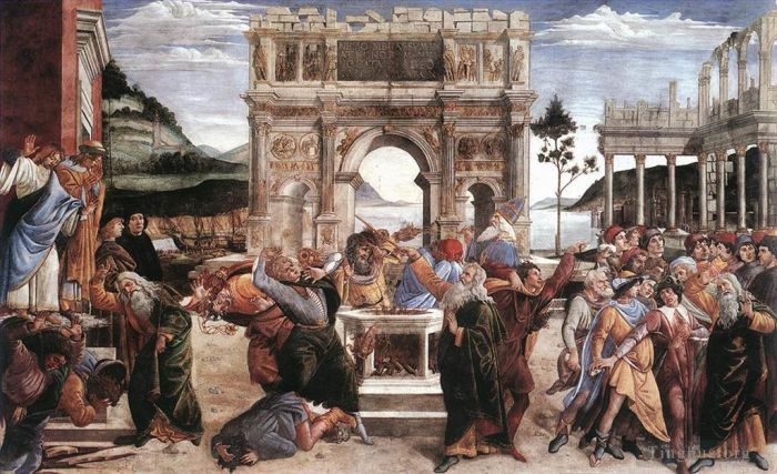 桑德罗·波提切利 的各类绘画作品 -  《可拉的惩罚》