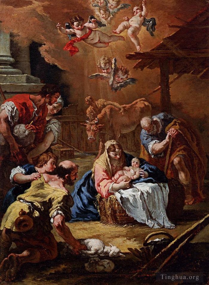 塞巴斯蒂亚诺·里奇 的油画作品 -  《牧羊人的崇拜》