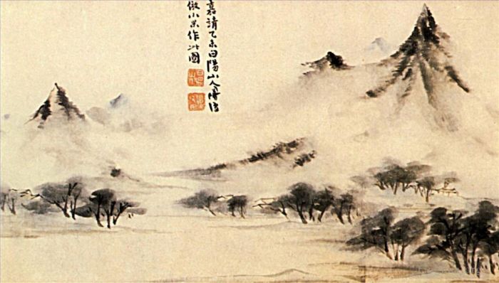 石涛 的书法国画作品 -  《山上的雾气,170》