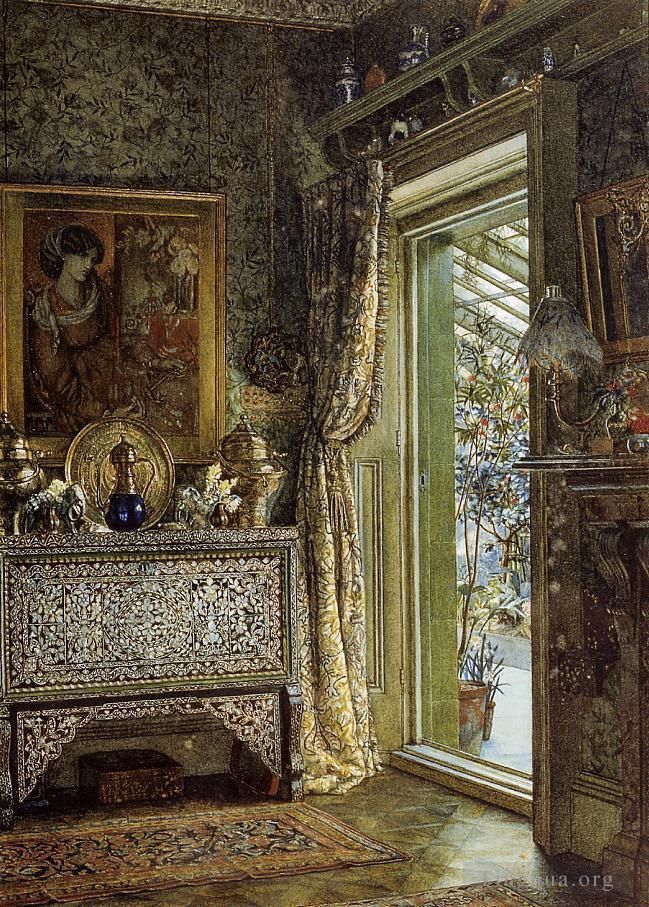 劳伦斯·阿尔玛·塔德玛 的油画作品 -  《荷兰公园客厅》
