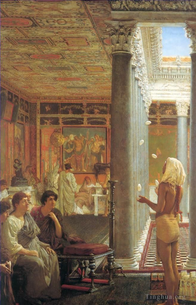 劳伦斯·阿尔玛·塔德玛 的油画作品 -  《埃及杂耍者》