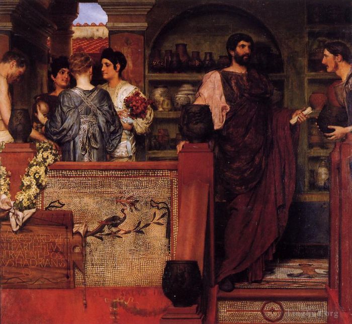 劳伦斯·阿尔玛·塔德玛 的油画作品 -  《哈德良参观罗马时期的英国陶器》