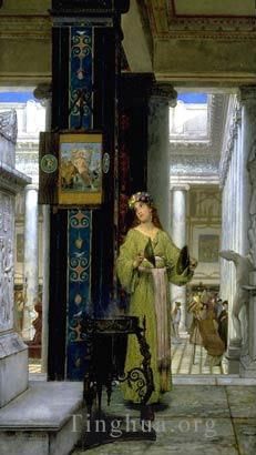 劳伦斯·阿尔玛·塔德玛 的油画作品 -  《在圣殿里,作品,1871》