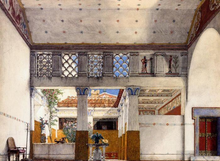 劳伦斯·阿尔玛·塔德玛 的油画作品 -  《凯厄斯·马蒂斯故居内部》