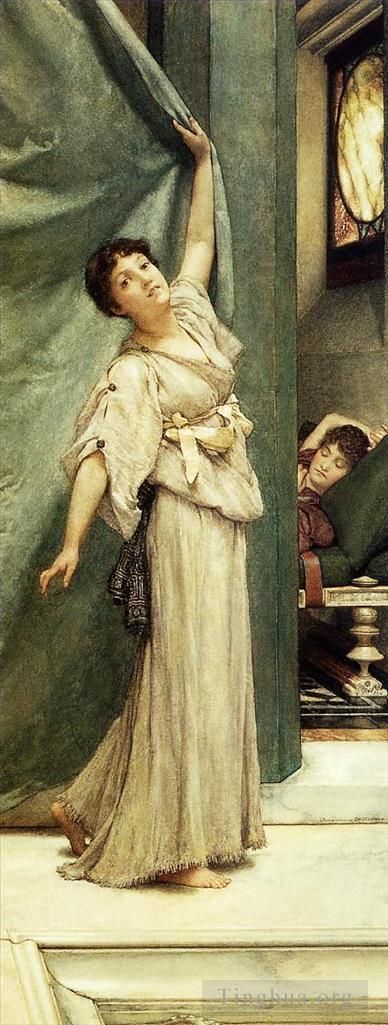 劳伦斯·阿尔玛·塔德玛 的油画作品 -  《中午睡觉》