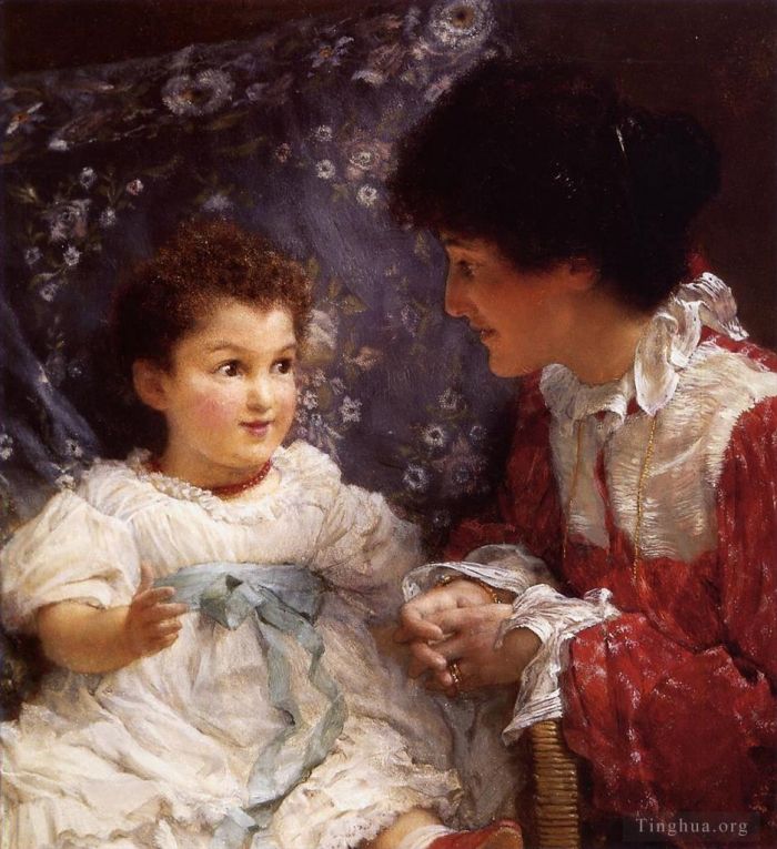 劳伦斯·阿尔玛·塔德玛 的油画作品 -  《乔治刘易斯夫人和她的女儿伊丽莎白》