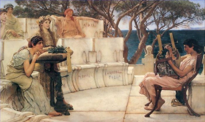劳伦斯·阿尔玛·塔德玛 的油画作品 -  《萨福和阿尔卡俄斯》