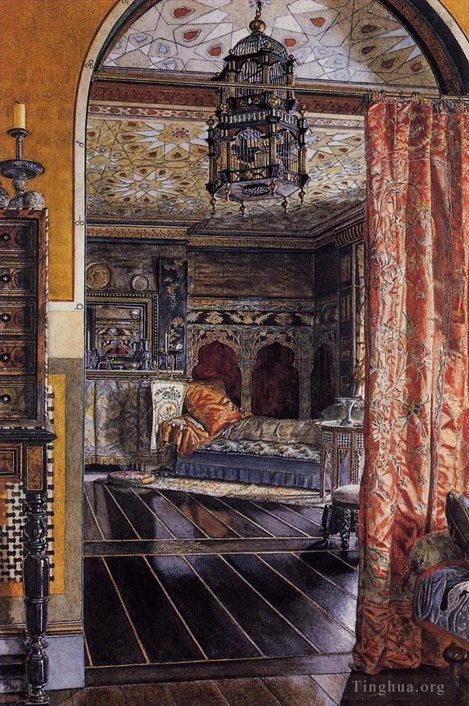 劳伦斯·阿尔玛·塔德玛 的油画作品 -  《汤森别墅的客厅》
