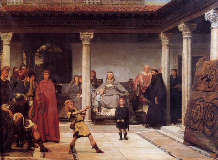 劳伦斯·阿尔玛·塔德玛 的油画作品 -  《克洛维子女的教育》