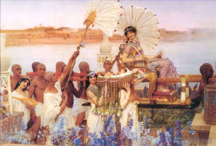 劳伦斯·阿尔玛·塔德玛 的油画作品 -  《摩西的发现,1904》